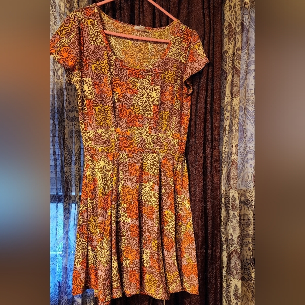 Vibrant Orange and Yellow Mini Dress